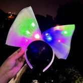 NessiWorld Colorful Led Light Bow Shaped Tulle Party Crown White Color 25x25 cm